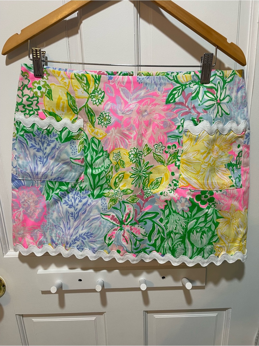 Lilly Pulitzer Patchwork Floral Mini Skirt in Pink, Green & Yellow